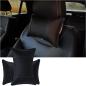 Preview: 1 Paar Auto Nackenkissen 20x30cm Nackenpolster Leder Schwarz mit Perforiert LEDER