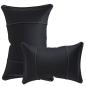 Preview: 1 Paar Auto Nackenkissen 20x30cm Nackenpolster Leder Schwarz mit Perforiert LEDER