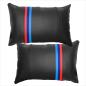 Preview: 2 Stück Auto Nackenkissen Nackenpolster Leder M DESIGN Schwarz Blau Rot Hellblau