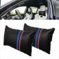Preview: 2 Stück Auto Nackenkissen Nackenpolster Leder M DESIGN Schwarz Blau Rot Hellblau