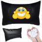 Preview: 1 Paar Auto Nackenkissen 20x30cm Nackenpolster Leder Schwarz mit Druck Design Smiley LOVE EYES