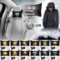 Preview: 1 Paar Auto Nackenkissen 20x30cm Nackenpolster Leder Schwarz mit Druck Design Smiley LOVE EYES