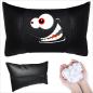 Preview: 1 Paar Auto Nackenkissen 20x30cm Nackenpolster Leder Schwarz mit Druck Design Smiley LOVE EYES