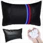 Preview: 1 Paar Auto Nackenkissen 20x30cm Nackenpolster Leder Schwarz mit M Streifen OPTIK
