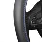 Preview: XSLIM1 Ultra Slim Lenkradbezug Leder Schwarz mit Blau Naht für Lenkräder 37-38cm Durchmesser