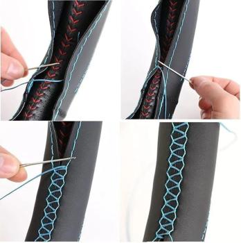XLBG4 Xkeribom Leder Lenkradbezug zum Schnüren 37-38cm 12 Uhr Markierung mit Farbauswahl