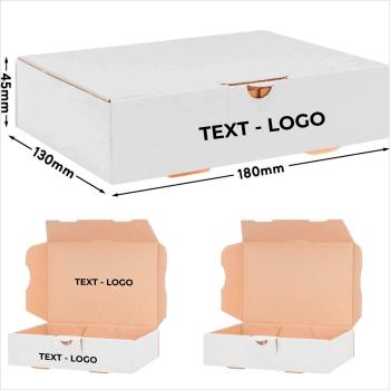 50 Stück Packung Maxibriefkartons 180 x 130 x 45 mm Maxibrief MB-2 Weiß Versand Post Faltschachtel mit/ohne Druck LOGO TEXT