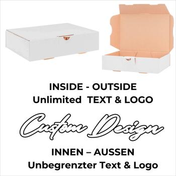 50 Stück Packung Maxibriefkartons 180 x 130 x 45 mm Maxibrief MB-2 Weiß Versand Post Faltschachtel mit/ohne Druck LOGO TEXT