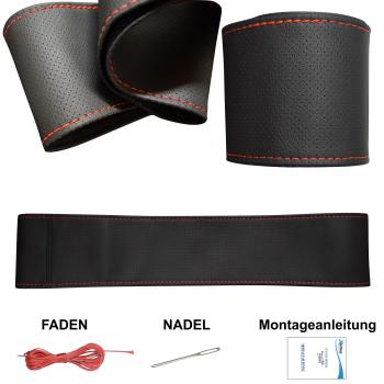 Xkeribom Original AUTO PU Leder Lenkradbezug zum Schnüren 37-38cm ECHT PERFORIERT 100% HANDARBEIT mit Farbauswahl