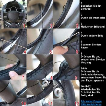 XLBG1 Xkeribom Leder Lenkradbezug zum Schnüren 37-38cm Original Design mit Farbauswahl