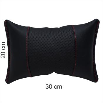 Preview: 1 Paar Auto Nackenkissen 20x30cm Nackenpolster Leder Schwarz mit Perforiert LEDER