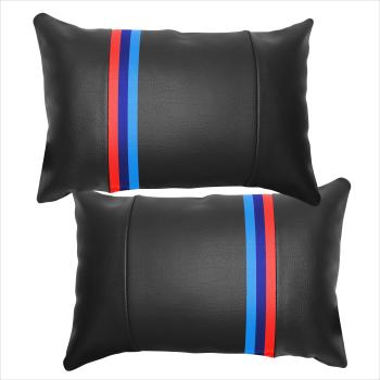 2 Stück Auto Nackenkissen Nackenpolster Leder M DESIGN Schwarz Blau Rot Hellblau