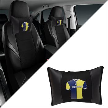 Preview: 1 Paar Auto Nackenkissen 20x30cm Nackenpolster Leder Schwarz mit Druck Design Türkische Mannschaften
