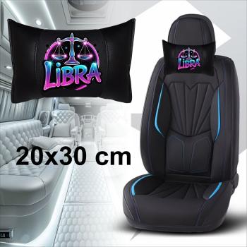 Preview: LIBRA - 1 Paar Auto Nackenkissen 20x30cm Nackenpolster mit Druck Astrologie ZODIAC STERNZEICHEN HOROSCOPE