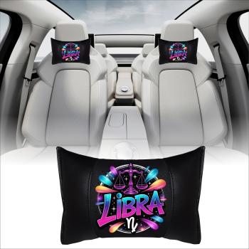Preview: LIBRA - 1 Paar Auto Nackenkissen 20x30cm Nackenpolster mit Druck Astrologie ZODIAC STERNZEICHEN HOROSCOPE