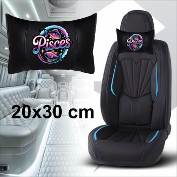 Preview: PISCES - 1 Paar Auto Nackenkissen 20x30cm Nackenpolster mit Druck Astrologie ZODIAC STERNZEICHEN HOROSCOPE