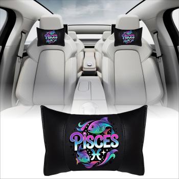 Preview: PISCES - 1 Paar Auto Nackenkissen 20x30cm Nackenpolster mit Druck Astrologie ZODIAC STERNZEICHEN HOROSCOPE