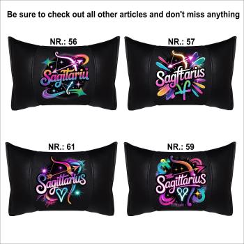 Sagittarius- 1 Paar Auto Nackenkissen 20x30cm Nackenpolster mit Druck Astrologie ZODIAC STERNZEICHEN HOROSCOPE