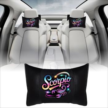 Preview: SCORPIO - 1 Paar Auto Nackenkissen 20x30cm Nackenpolster mit Druck Astrologie ZODIAC STERNZEICHEN HOROSCOPE