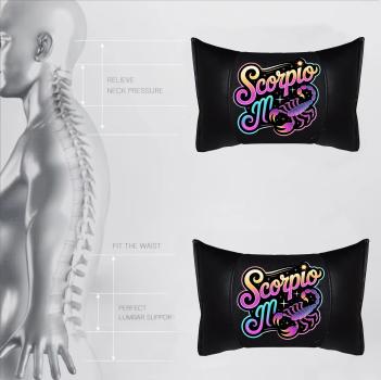 SCORPIO - 1 Paar Auto Nackenkissen 20x30cm Nackenpolster mit Druck Astrologie ZODIAC STERNZEICHEN HOROSCOPE