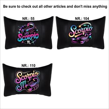 SCORPIO - 1 Paar Auto Nackenkissen 20x30cm Nackenpolster mit Druck Astrologie ZODIAC STERNZEICHEN HOROSCOPE