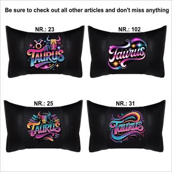 TAURUS - 1 Paar Auto Nackenkissen 20x30cm Nackenpolster mit Druck Astrologie ZODIAC STERNZEICHEN HOROSCOPE
