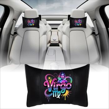 Preview: VIRGO - 1 Paar Auto Nackenkissen 20x30cm Nackenpolster mit Druck Astrologie ZODIAC STERNZEICHEN HOROSCOPE
