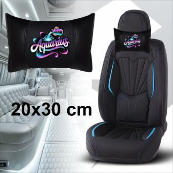 Preview: AQUARIUS - 1 Paar Auto Nackenkissen 20x30cm Nackenpolster mit Druck Astrologie ZODIAC STERNZEICHEN HOROSCOPE