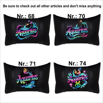 AQUARIUS - 1 Paar Auto Nackenkissen 20x30cm Nackenpolster mit Druck Astrologie ZODIAC STERNZEICHEN HOROSCOPE