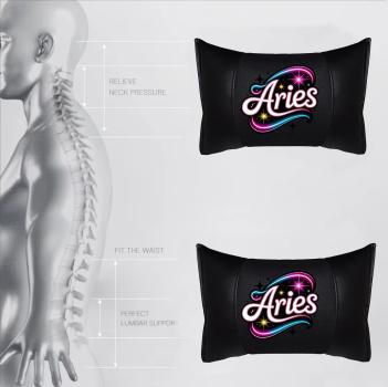 ARIES - 1 Paar Auto Nackenkissen 20x30cm Nackenpolster mit Druck Astrologie ZODIAC STERNZEICHEN HOROSCOPE