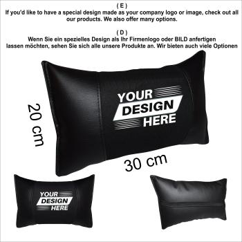 1 Paar Auto Nackenkissen 20x30cm Nackenpolster Leder Schwarz mit M Streifen OPTIK