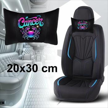 Preview: CANCER - 1 Paar Auto Nackenkissen 20x30cm Nackenpolster mit Druck Astrologie ZODIAC STERNZEICHEN HOROSCOPE