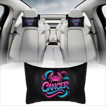 Preview: CANCER - 1 Paar Auto Nackenkissen 20x30cm Nackenpolster mit Druck Astrologie ZODIAC STERNZEICHEN HOROSCOPE