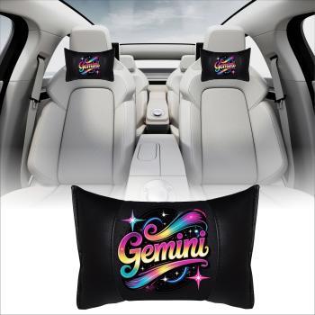 Preview: GEMINI - 1 Paar Auto Nackenkissen 20x30cm Nackenpolster mit Druck Astrologie ZODIAC STERNZEICHEN HOROSCOPE