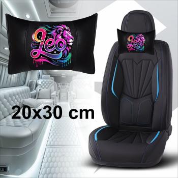 Preview: LEO- 1 Paar Auto Nackenkissen 20x30cm Nackenpolster mit Druck Astrologie ZODIAC STERNZEICHEN HOROSCOPE