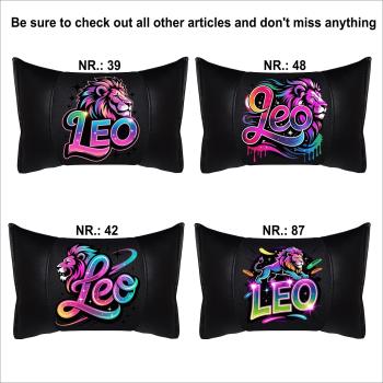 LEO- 1 Paar Auto Nackenkissen 20x30cm Nackenpolster mit Druck Astrologie ZODIAC STERNZEICHEN HOROSCOPE