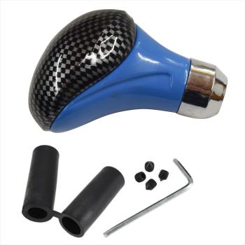 XKERIBOM Auto Getriebekopf Manueller Schaltknauf mit Adaptern, Universal Leder Aluminium Handball, für die Meisten Kraftfahrzeuge XSKF338