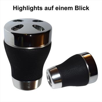 XKERIBOM Auto Getriebekopf Manueller Schaltknauf mit Adaptern, Universal Leder Aluminium Handball, für die Meisten Kraftfahrzeuge XSKF405