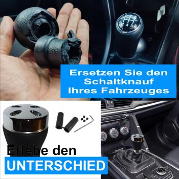 XKERIBOM Auto Getriebekopf Manueller Schaltknauf mit Adaptern, Universal Leder Aluminium Handball, für die Meisten Kraftfahrzeuge XSKF405