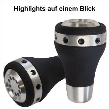 XKERIBOM Auto Getriebekopf Manueller Schaltknauf mit Adaptern, Universal Leder Aluminium Handball, für die Meisten Kraftfahrzeuge XSKF406