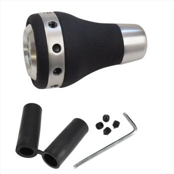 XKERIBOM Auto Getriebekopf Manueller Schaltknauf mit Adaptern, Universal Leder Aluminium Handball, für die Meisten Kraftfahrzeuge XSKF406
