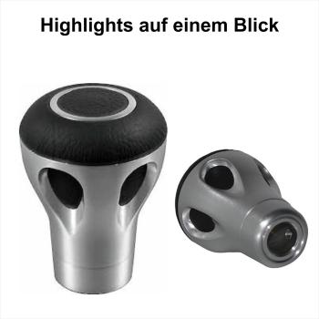 XKERIBOM Auto Getriebekopf Manueller Schaltknauf mit Adaptern, Universal Leder Aluminium Handball, für die Meisten Kraftfahrzeuge XSKF407