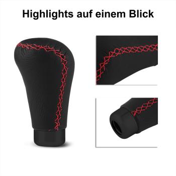 XKERIBOM Auto Getriebekopf Manueller Schaltknauf mit Adaptern, Universal Leder Aluminium Handball, für die Meisten Kraftfahrzeuge XSKF408