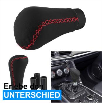 XKERIBOM Auto Getriebekopf Manueller Schaltknauf mit Adaptern, Universal Leder Aluminium Handball, für die Meisten Kraftfahrzeuge XSKF408
