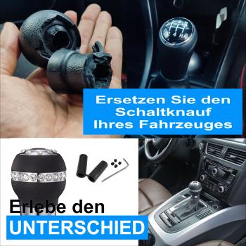 XKERIBOM Auto Getriebekopf Manueller Schaltknauf mit Adaptern, Universal Leder Aluminium Handball, für die Meisten Kraftfahrzeuge XSKF758