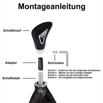 XKERIBOM Auto Getriebekopf Manueller Schaltknauf mit Adaptern, Universal Leder Aluminium Handball, für die Meisten Kraftfahrzeuge XSKF834