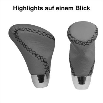 XKERIBOM Auto Getriebekopf Manueller Schaltknauf mit Adaptern, Universal Leder Aluminium Handball, für die Meisten Kraftfahrzeuge XSKF876