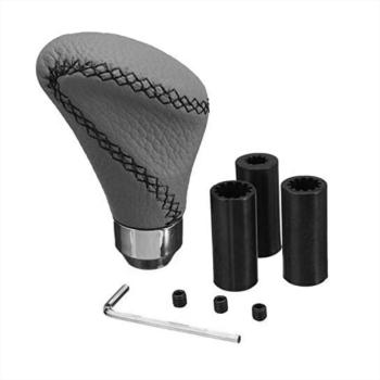 XKERIBOM Auto Getriebekopf Manueller Schaltknauf mit Adaptern, Universal Leder Aluminium Handball, für die Meisten Kraftfahrzeuge XSKF876