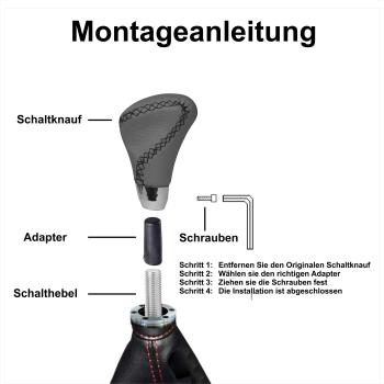 XKERIBOM Auto Getriebekopf Manueller Schaltknauf mit Adaptern, Universal Leder Aluminium Handball, für die Meisten Kraftfahrzeuge XSKF876