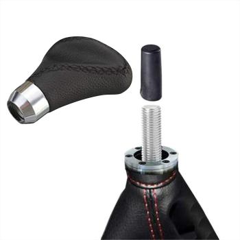 XKERIBOM Auto Getriebekopf Manueller Schaltknauf mit Adaptern, Universal Leder Aluminium Handball, für die Meisten Kraftfahrzeuge XSKF878